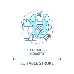 2D editable electronics industry thin line icon concept, isolated vector, blue illustration representing product liability.
