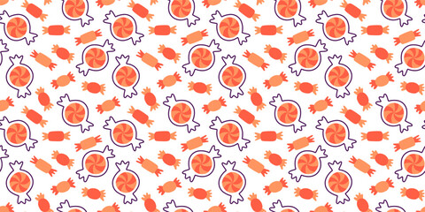 Halloween seamless pattern. Seamless pattern with cute halloween elements. Vector flat design illustration.