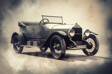 First Citroen car made, 'Type A' Torpedo produced 1919-1921 in Paris. Illustration with copy space. Generative AI