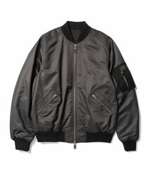 Black bomber jacket isolated on white background