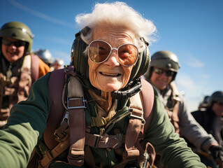 Fototapeta premium senior people skydiving