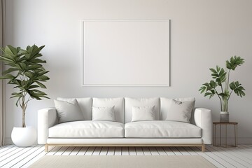 Contemporary living room with modern interior mock up poster frame.