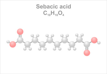 Sebacic acid. Simplified scheme of the molecule.