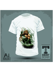 Obraz premium Animation t shirt design print, Aqua Men t shirt design 