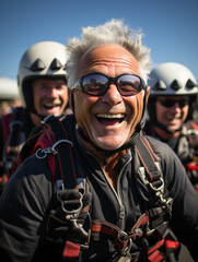 Fototapeta premium an old man skydiving 