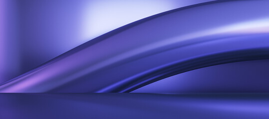 Abstract wide geometric blue waves or lines background. Landing page concept. 3D Rendering.