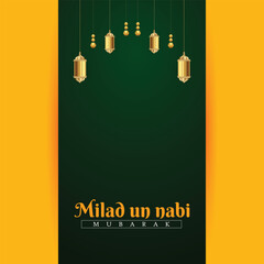 Vector professional green Milad un Nabi festival card design post, banner, vector file