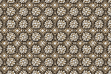 Luxury pattern with ornament black and gold with white pearls, backgrounds, generative AI