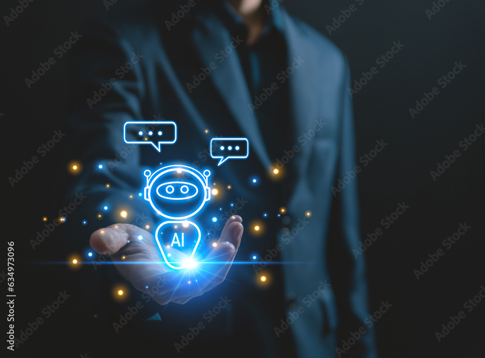 Aufkleber robot intelligent digital chatbot chat assistant robot customer ai artificial intelligence technolog