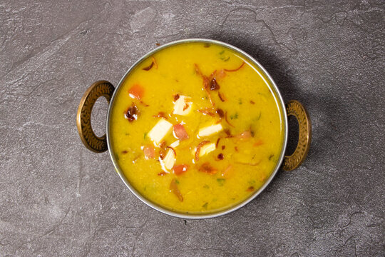 Spicy dal makhani fry or daal butter lentil served in karahi isolated on background top view of bangladesh food