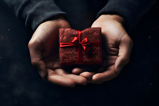 small gift box in a man hand