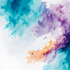 Turquoise Purple Watercolor Texture Square Background