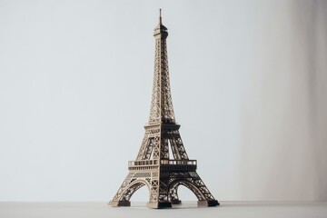 Photo of Eiffel Tower with white background. Generative AI