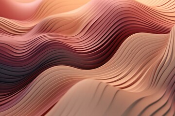 3D abstract wallpaper with pink and peach undulating lines and multiple colors. Includes copy-space. Generative AI