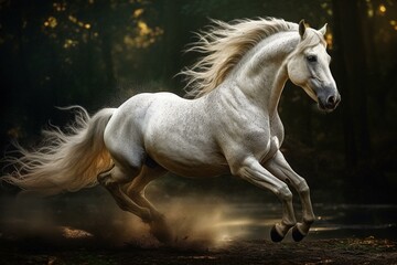 Obraz na płótnie Canvas Fantastical unicorn running gracefully. Generative AI