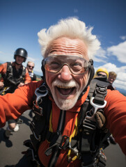 Fototapeta premium an old man skydiving