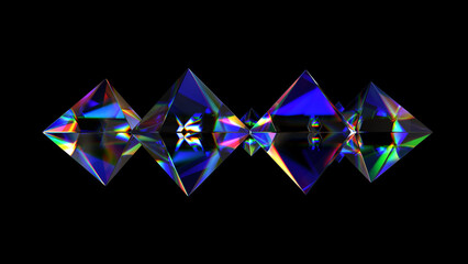 Abstract glass shapes 3d render
