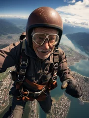 Tuinposter senior people skydiving © kalafoto