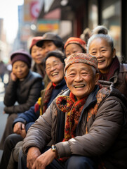 Obraz premium Multiracial elderly people on the street