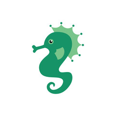 Seahorse icon. Cute cartoon illustration of a funny little fish isolated on a white background. Vector 10 EPS.