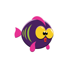 Fish icon. Funny cartoon illustration of a little coral fish isolated on a white background. Vector 10 EPS.