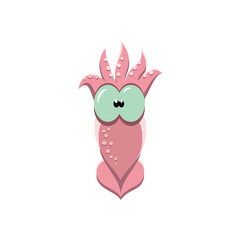 Squid icon. Cartoon illustration of a funny sea animal isolated on a white background. Vector 10 EPS.
