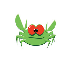 Crab icon. Cartoon illustration of a funny sea animal isolated on a white background. Vector 10 EPS.