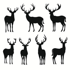 Naklejka premium Kudu silhouettes and icons. Black flat color simple elegant Kudu animal vector and illustration.