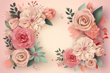 A banner with flowers perfect for wedding decoration or as a greeting card for Mother's Day. Generative AI