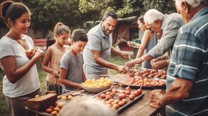 Multigenerational family enjoying summer barbecue