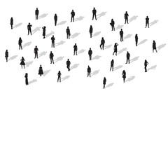 silhouette of standing people with shadow on white background vector