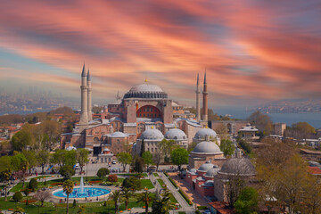 Beautiful view on Hagia Sophia in Istanbul, Turkey