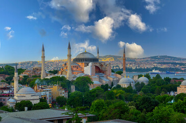 Fototapeta na wymiar Beautiful view on Hagia Sophia in Istanbul, Turkey