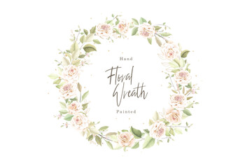 white roses vintage wreath illustration