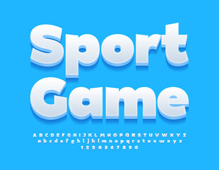Vector modern template Sport Game. Bold White 3D Font. Creative Alphabet Letters and Numbers