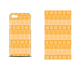 Abstract Hand Drawing Yellow Pattern Phone Case Vector Design Template