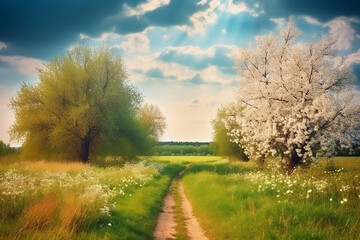 landscape with trees. 