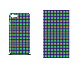Plaid Motif Phone Case Background. Green and Red Plaid Pattern.
