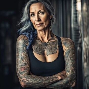 Portrait of tatooed woman