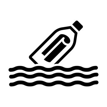 Message In A Bottle Glyph Icon Design