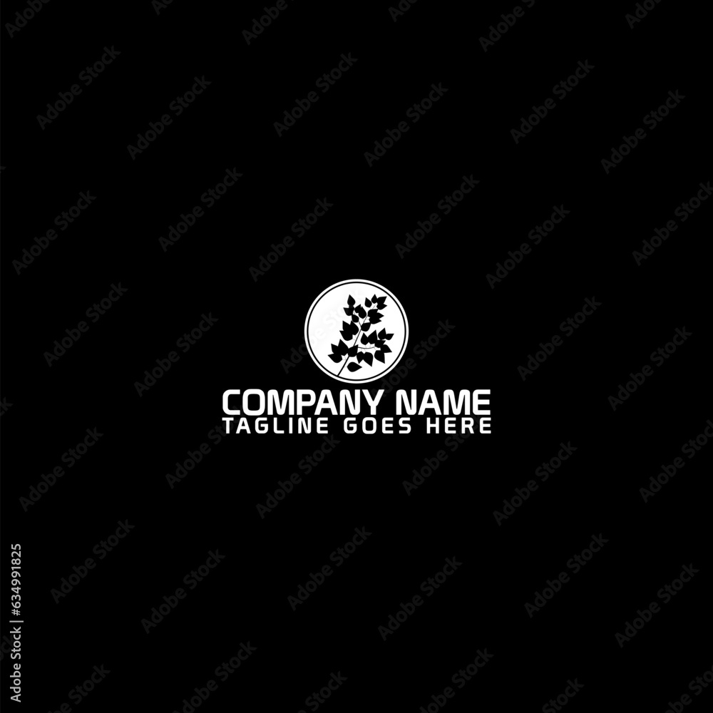 Poster tree branch logo template icon isolated on dark background