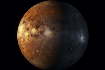 Informative visual representation of the planet Mercury and its place within the solar system. Generative AI