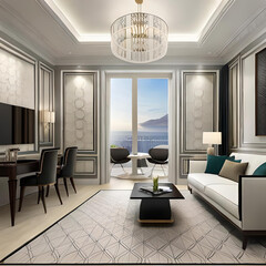 Closeup picture of a Room interior, house interior, decoration. Generative AI