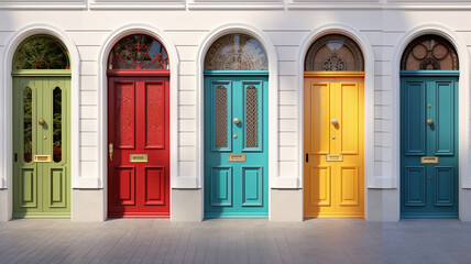Neat and colorful front door, bright mood