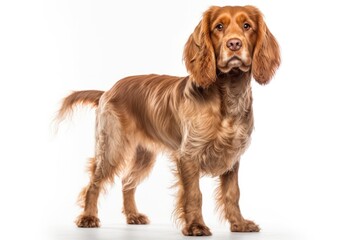 Clumber Spaniel Dog Stands On A White Background