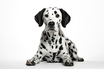 Dalmatian Dog Sitting On A White Background