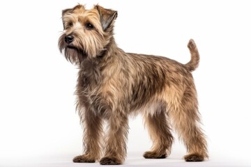 Glen Of Imaal Terrier Dog Stands On A White Background - obrazy, fototapety, plakaty