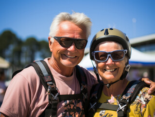 Fototapeta premium senior people skydiving