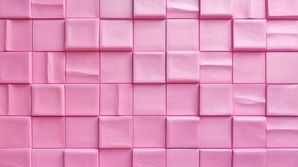 Pink square mosaic tiles, modern texture background.