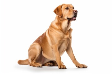 Profile Of A Labrador Retriever Dog Sitting On A White Background